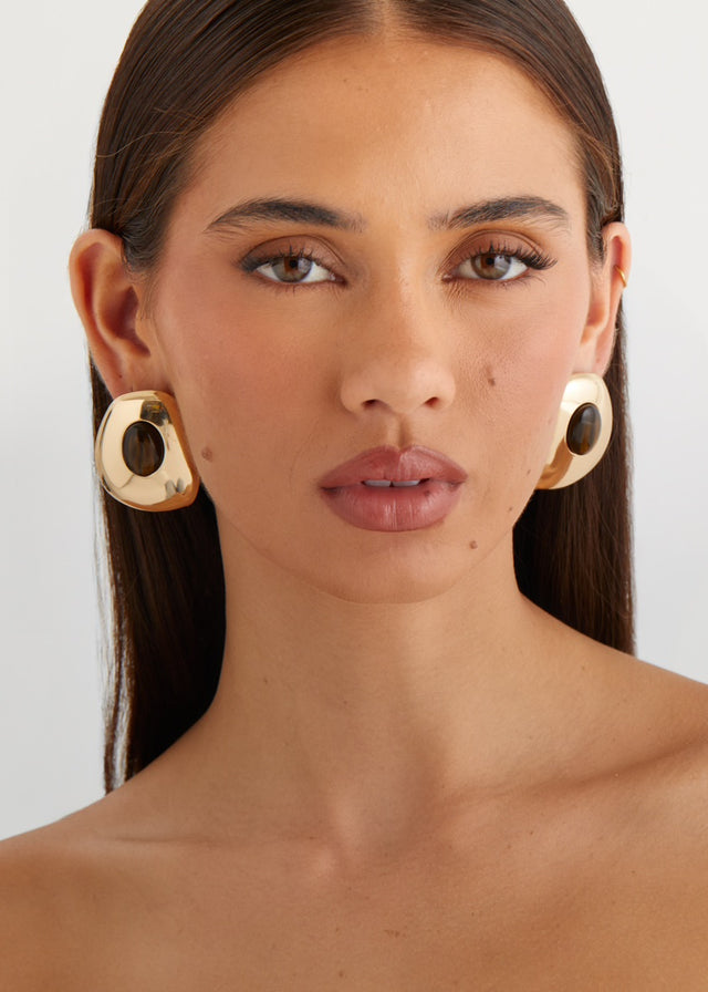 Azania Earrings - Gold / Brown