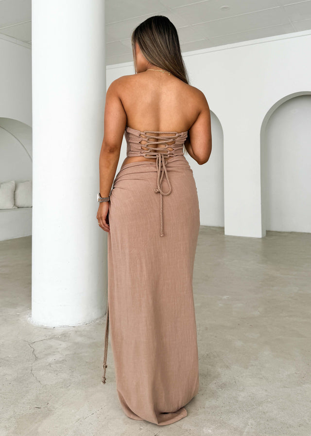 Riah Strapless Crop - Mocha