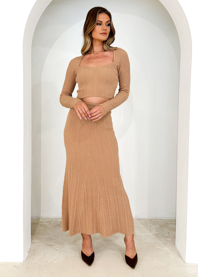 Enota Knit Maxi Skirt - Camel