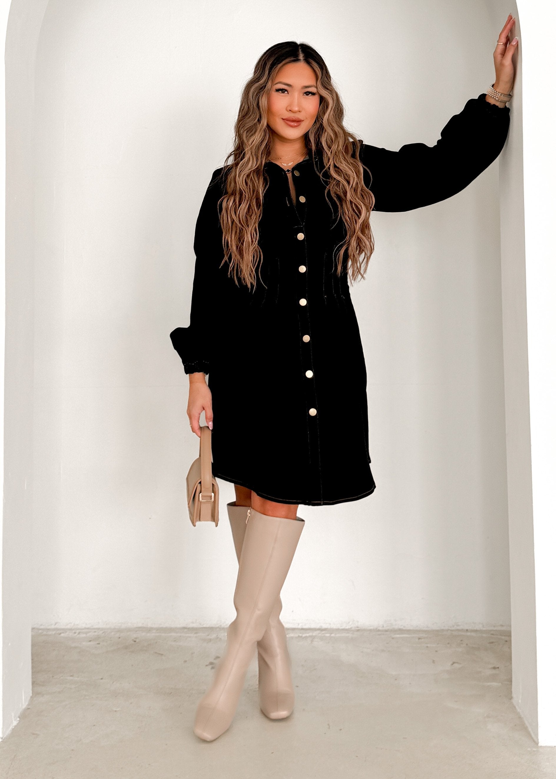 Oralia Denim Dress - Black