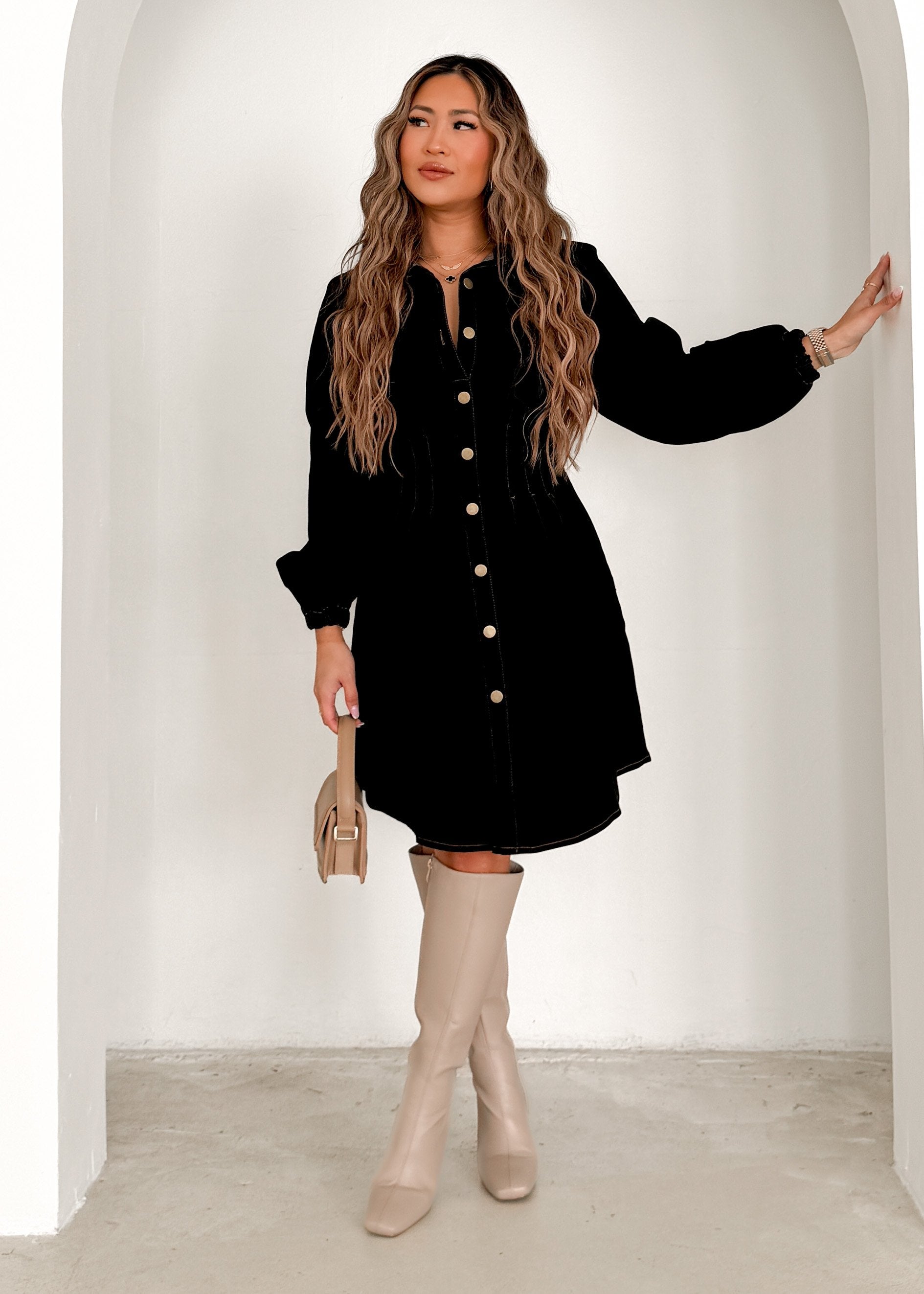 Oralia Denim Dress - Black