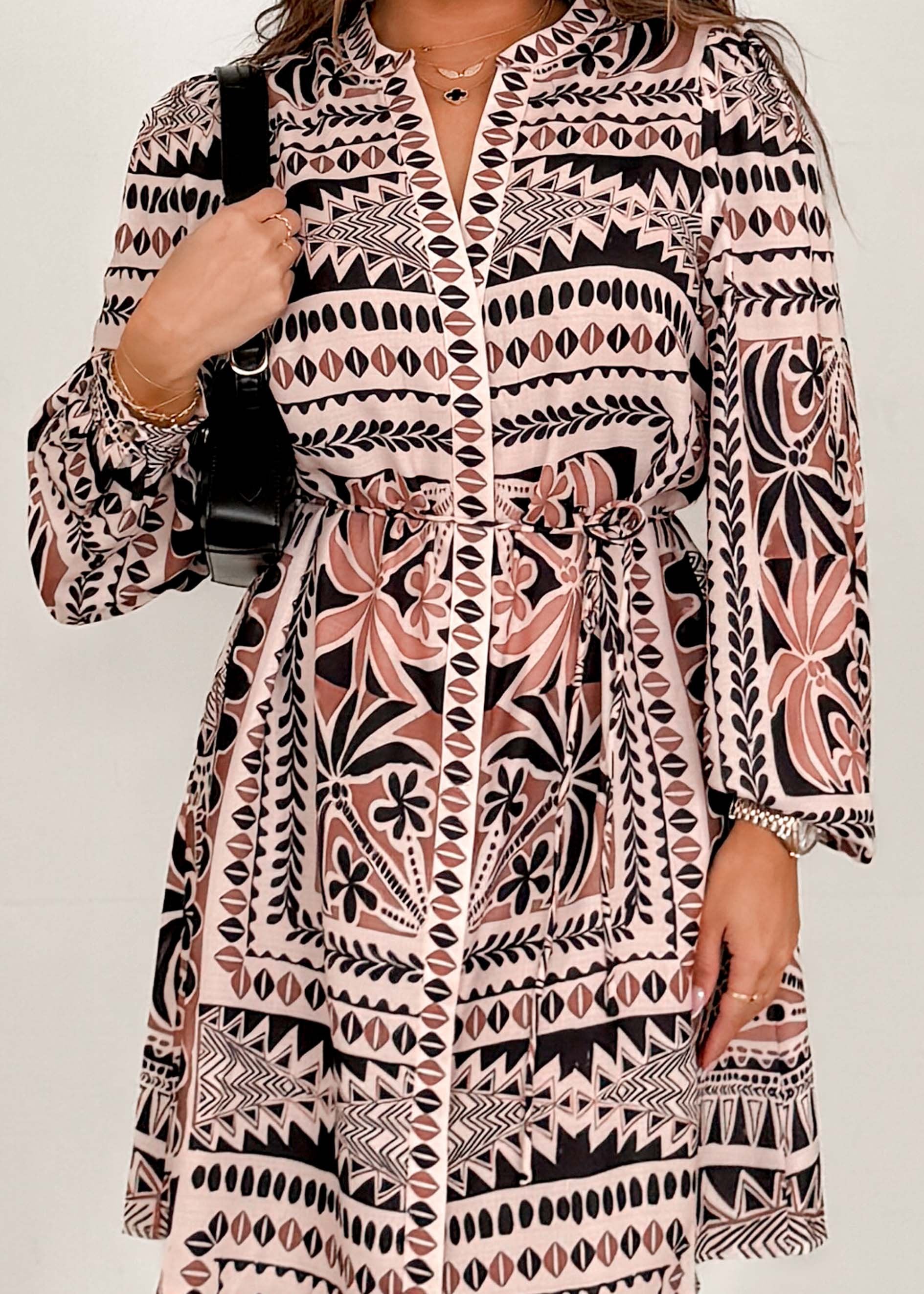 Chlow Dress - Brown Abstract