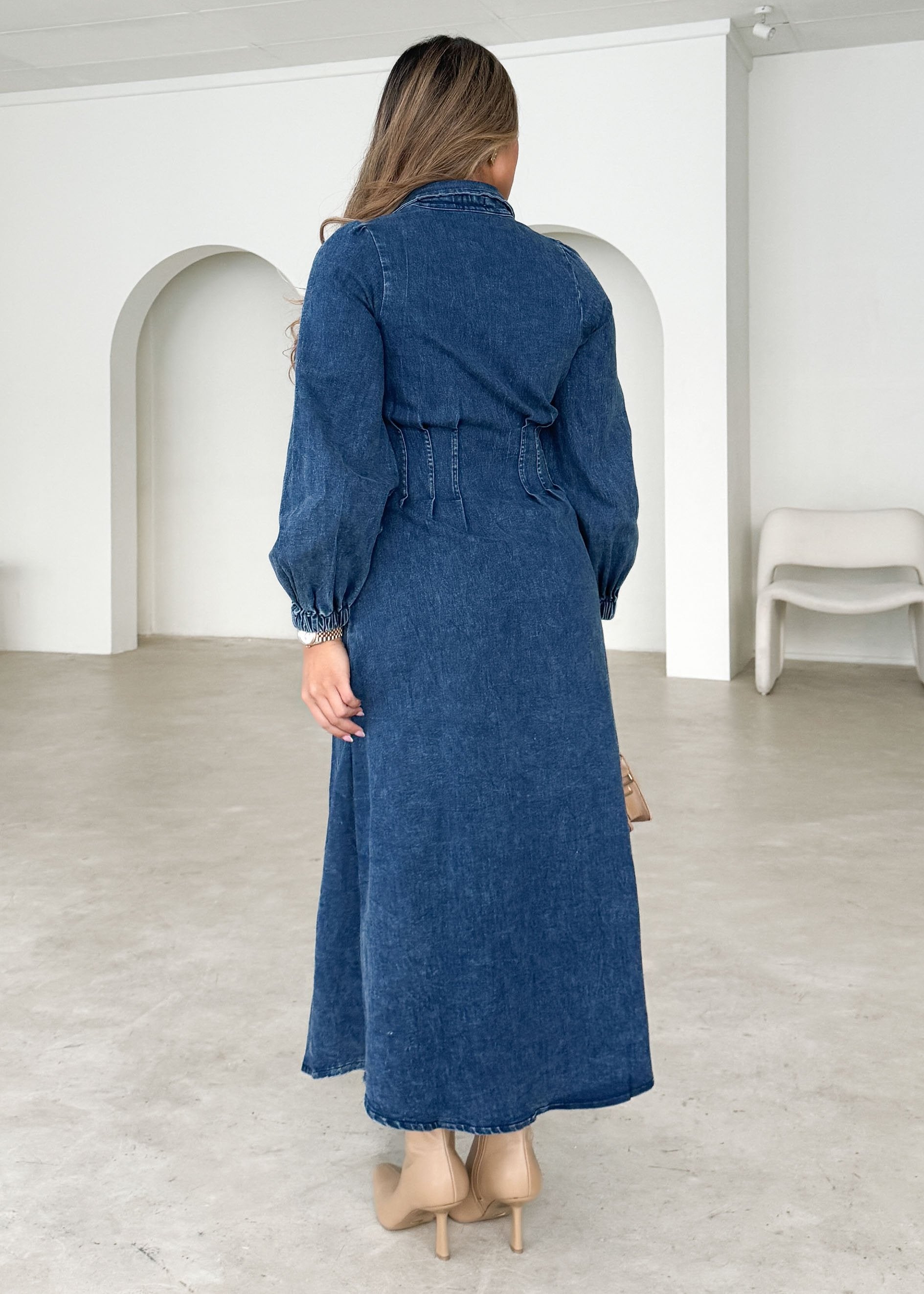 Karliat Denim Maxi Dress - Dark Blue