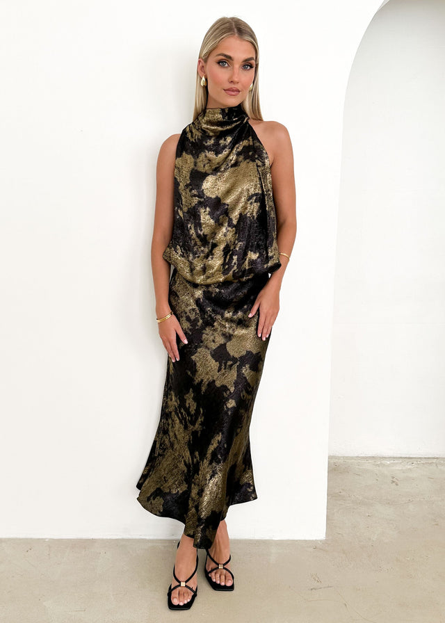 Stasio Midi Skirt - Gold Marble