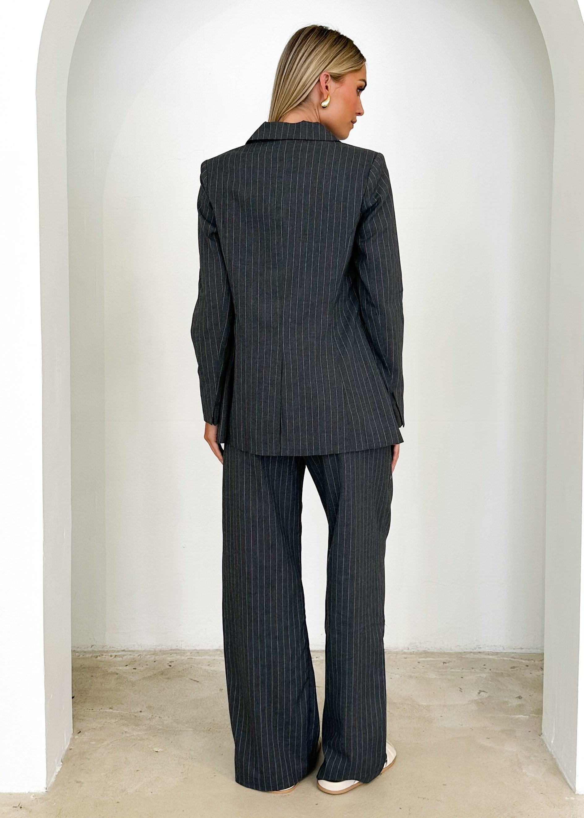 Bowwie Blazer - Grey Pinstripe