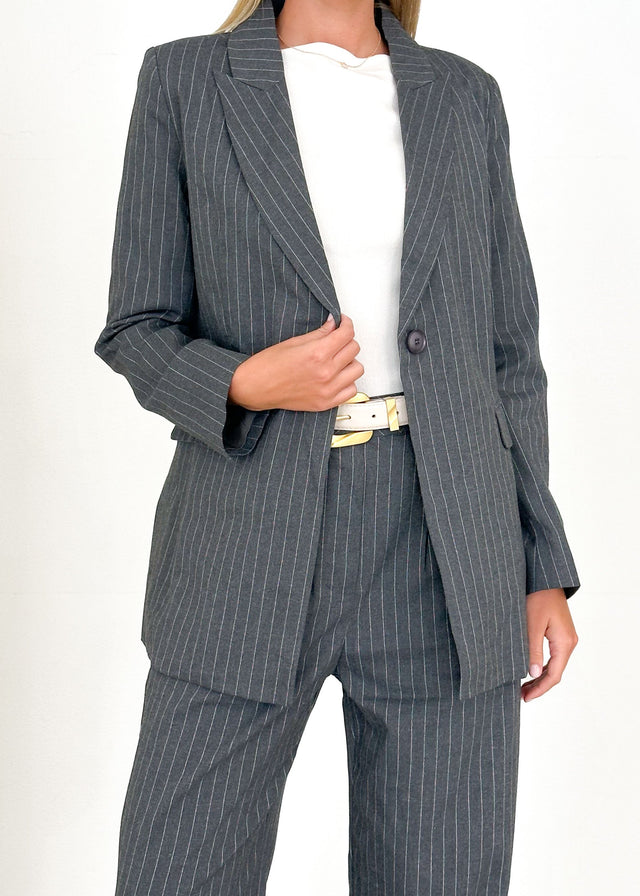 Bowwie Blazer - Grey Pinstripe