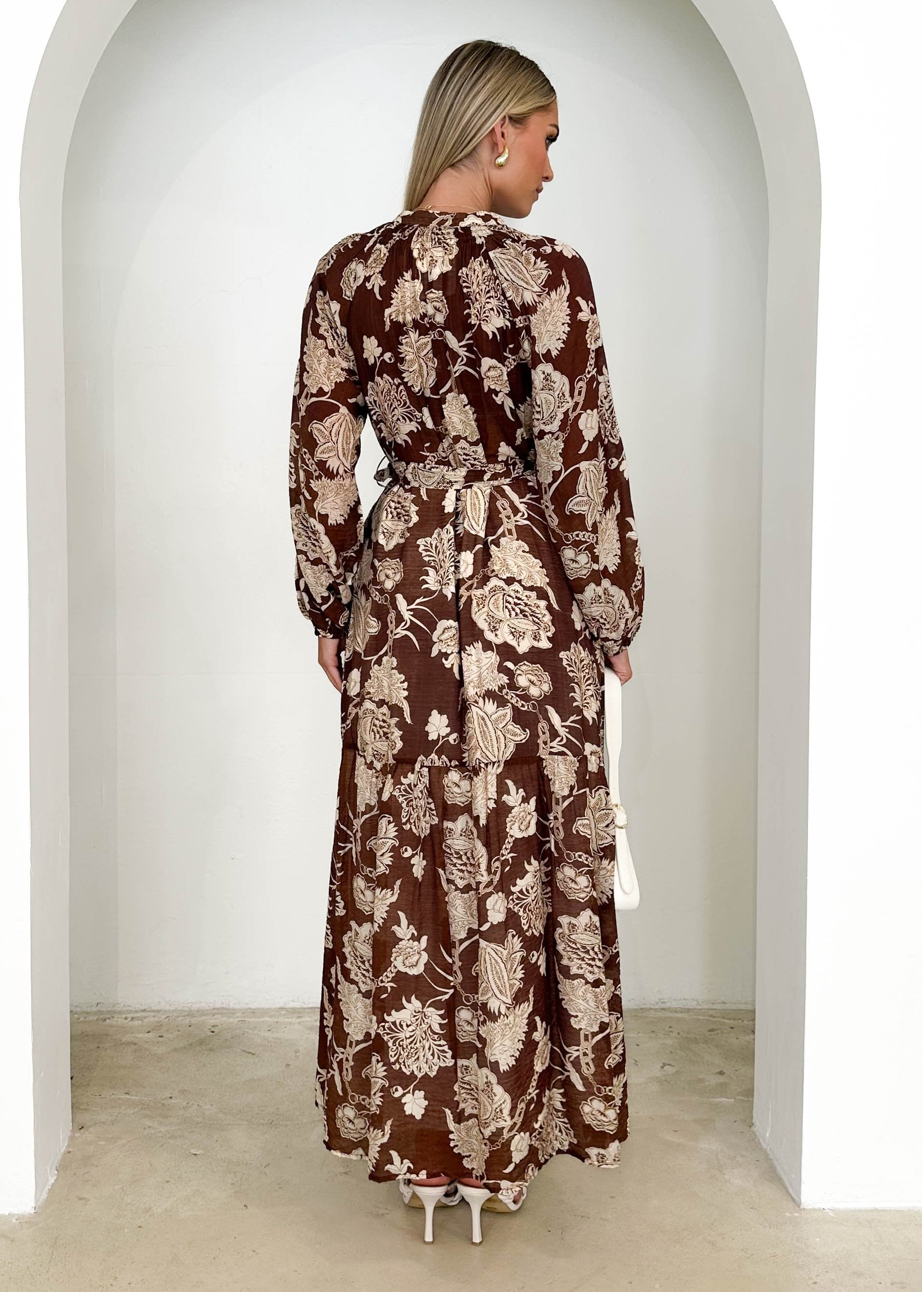Myshka Maxi Dress - Brown Floral