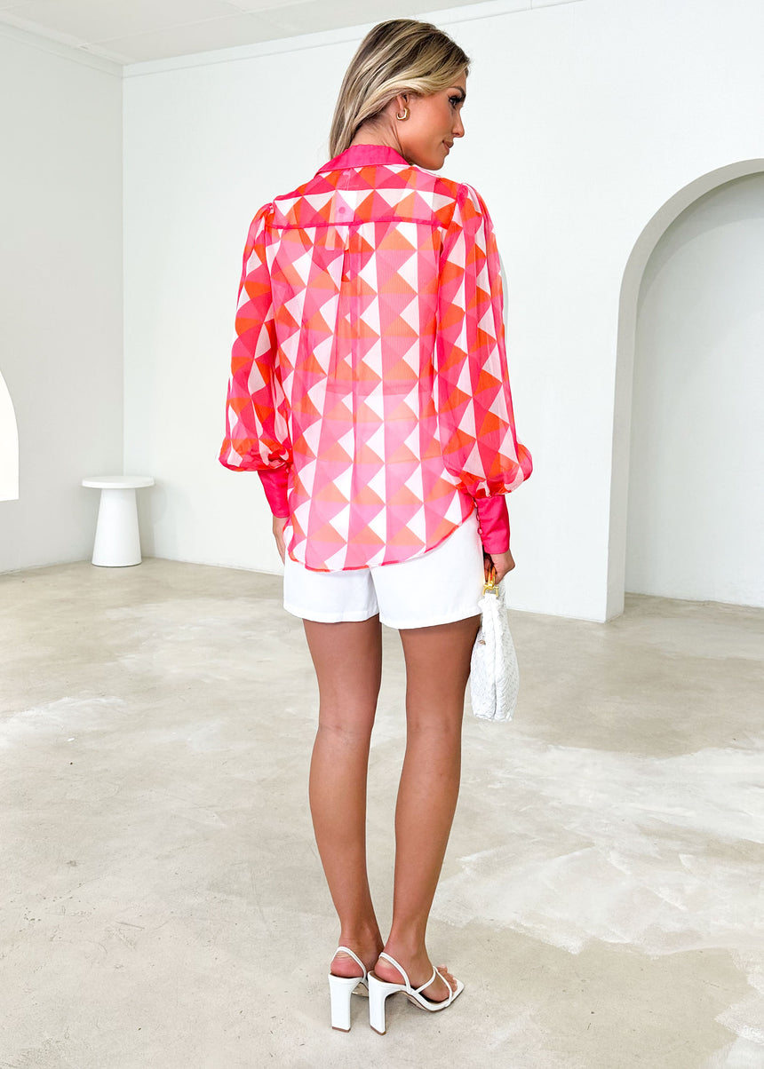 Evander Shirt Pink Geo