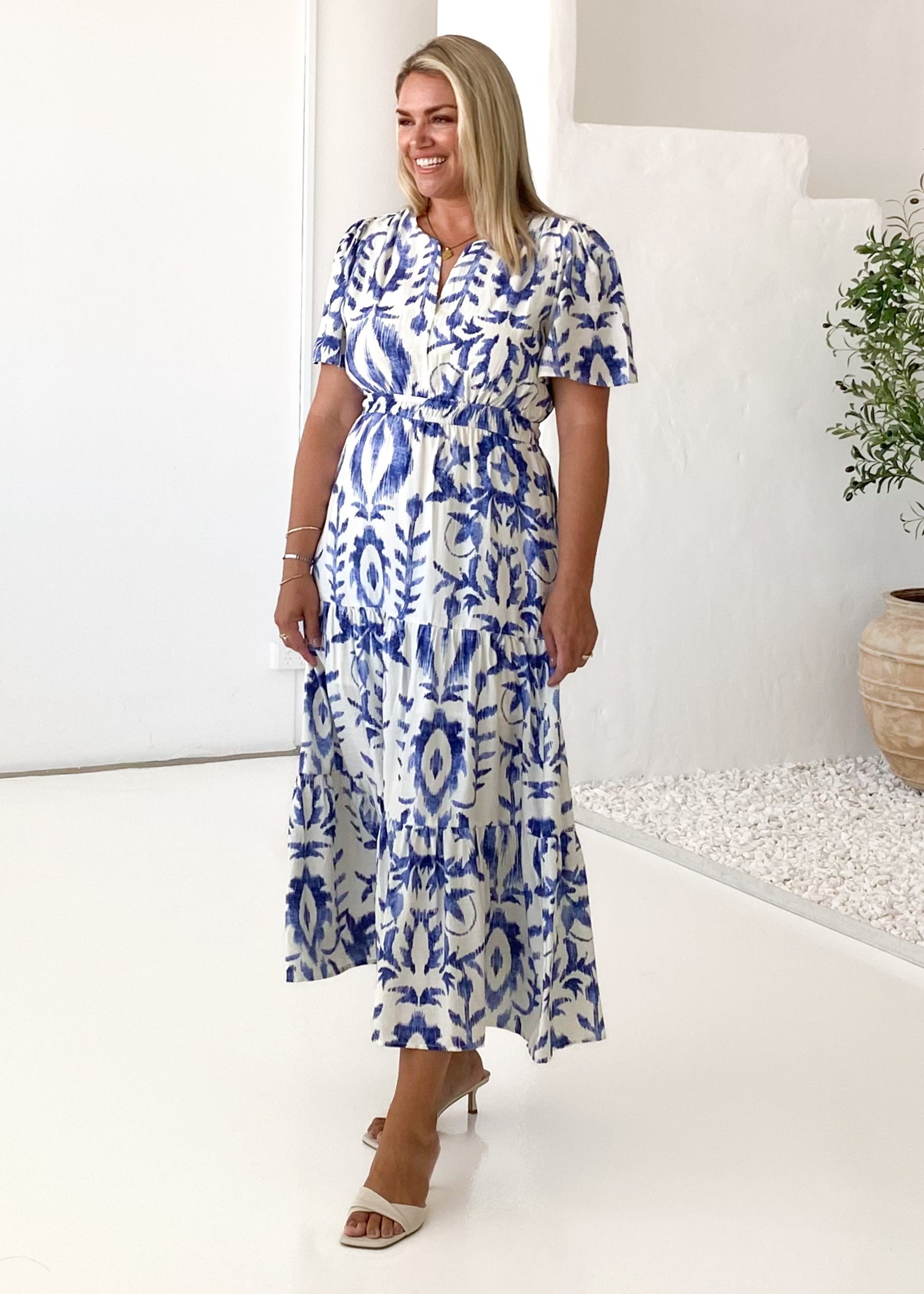 Valley Midi Dress - Blue Abstract