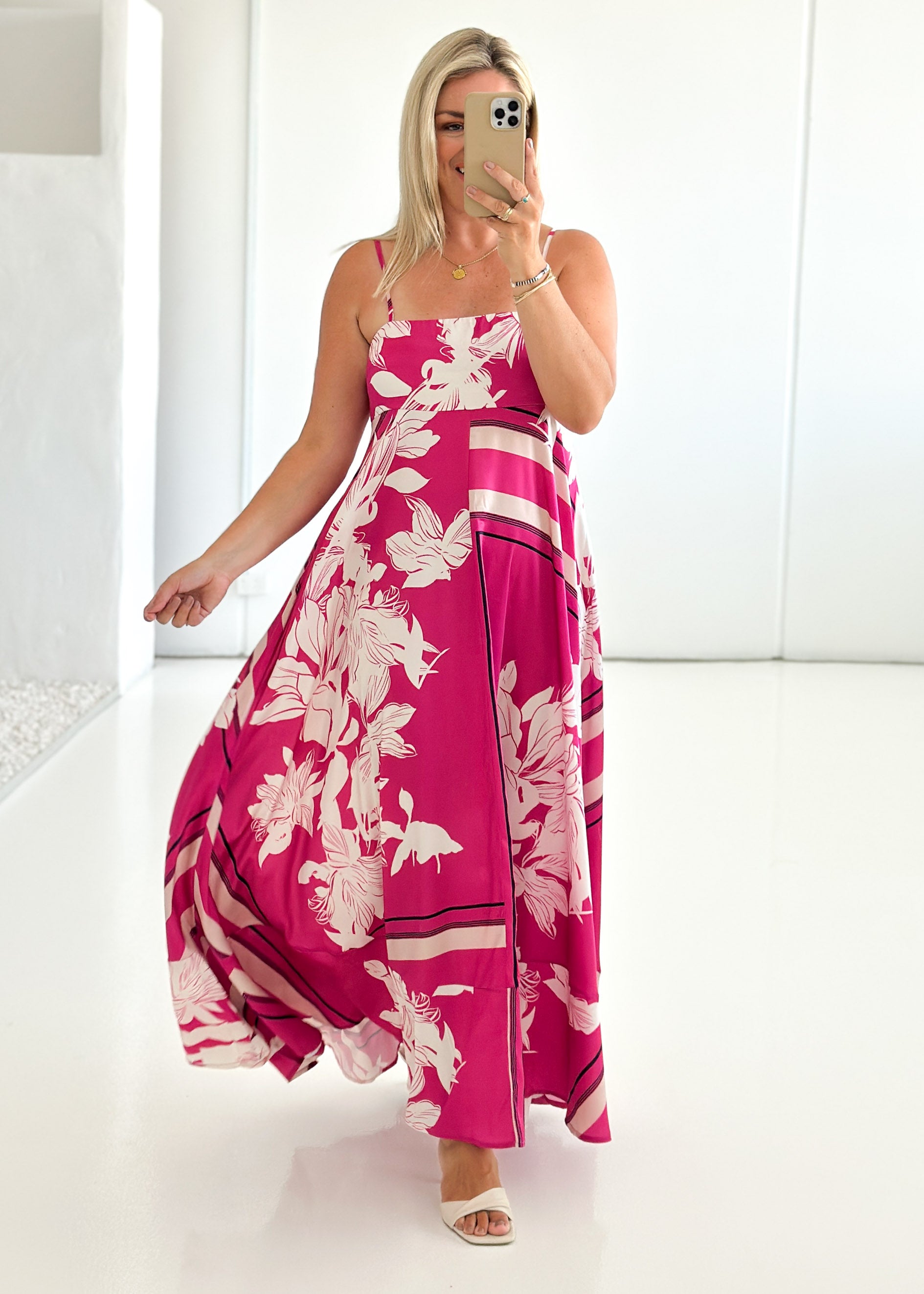 Elide Maxi Dress - Magenta Floral