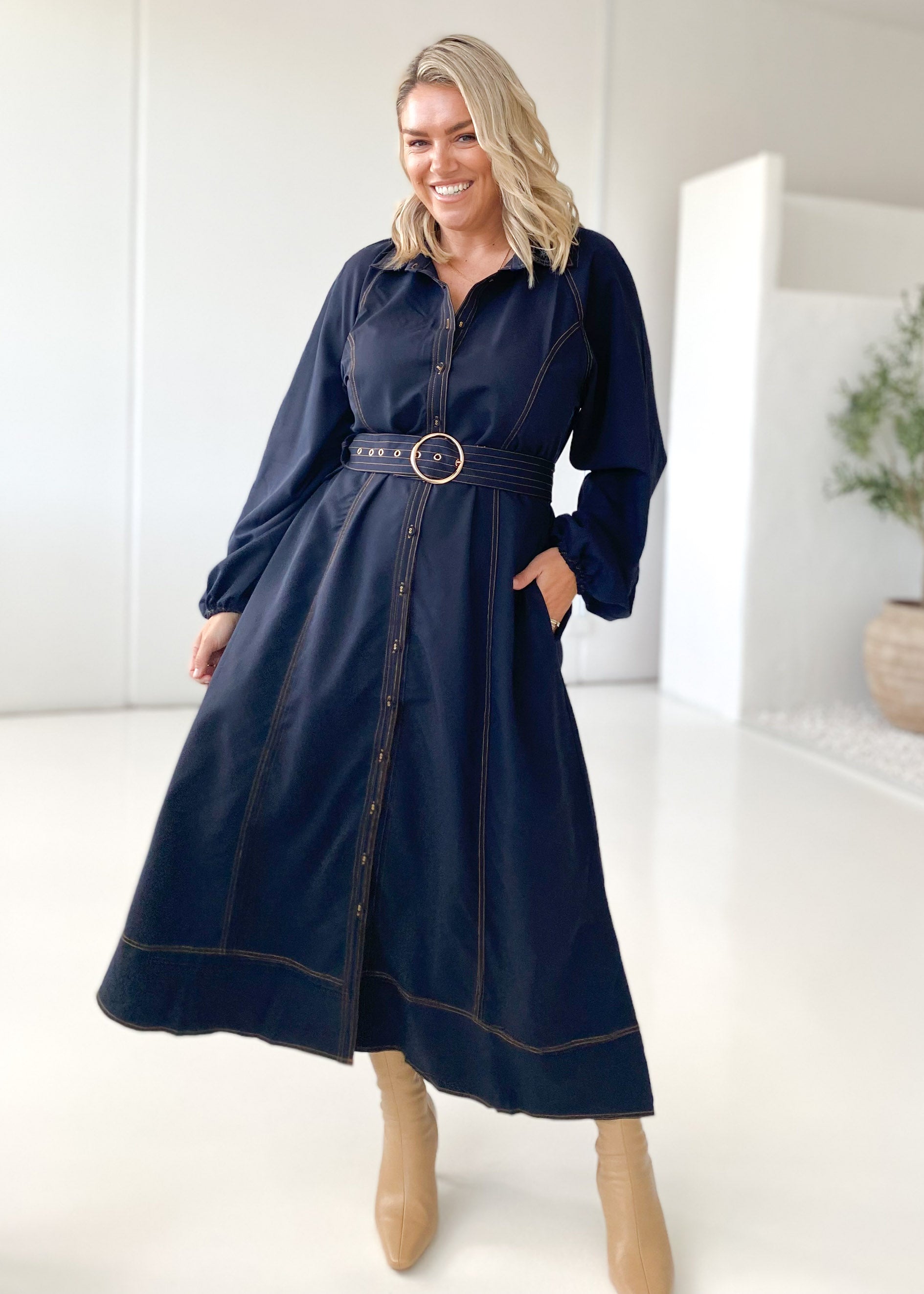 Kandra Midi Dress - Indigo