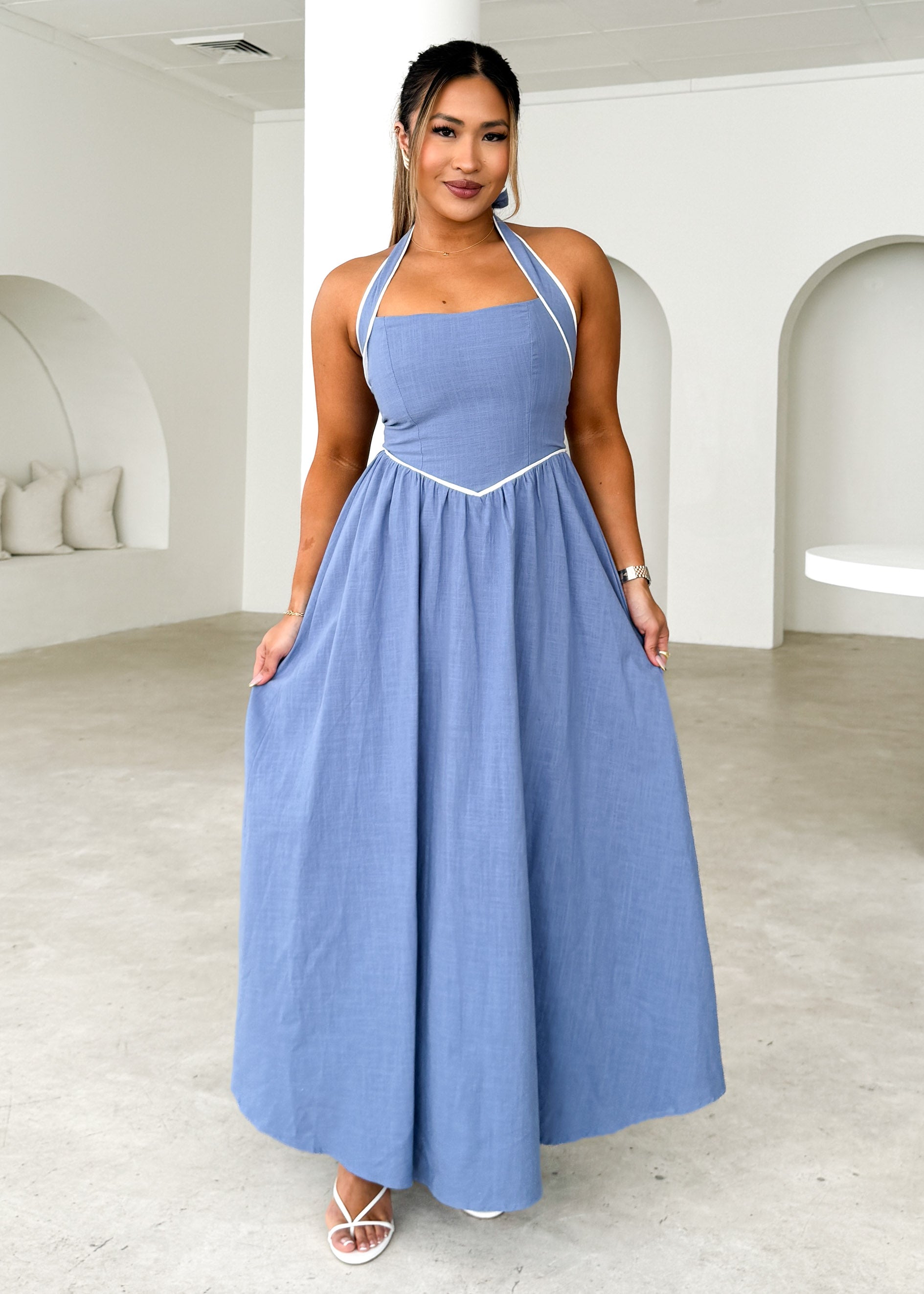 Denise Halter Maxi Dress - Blue