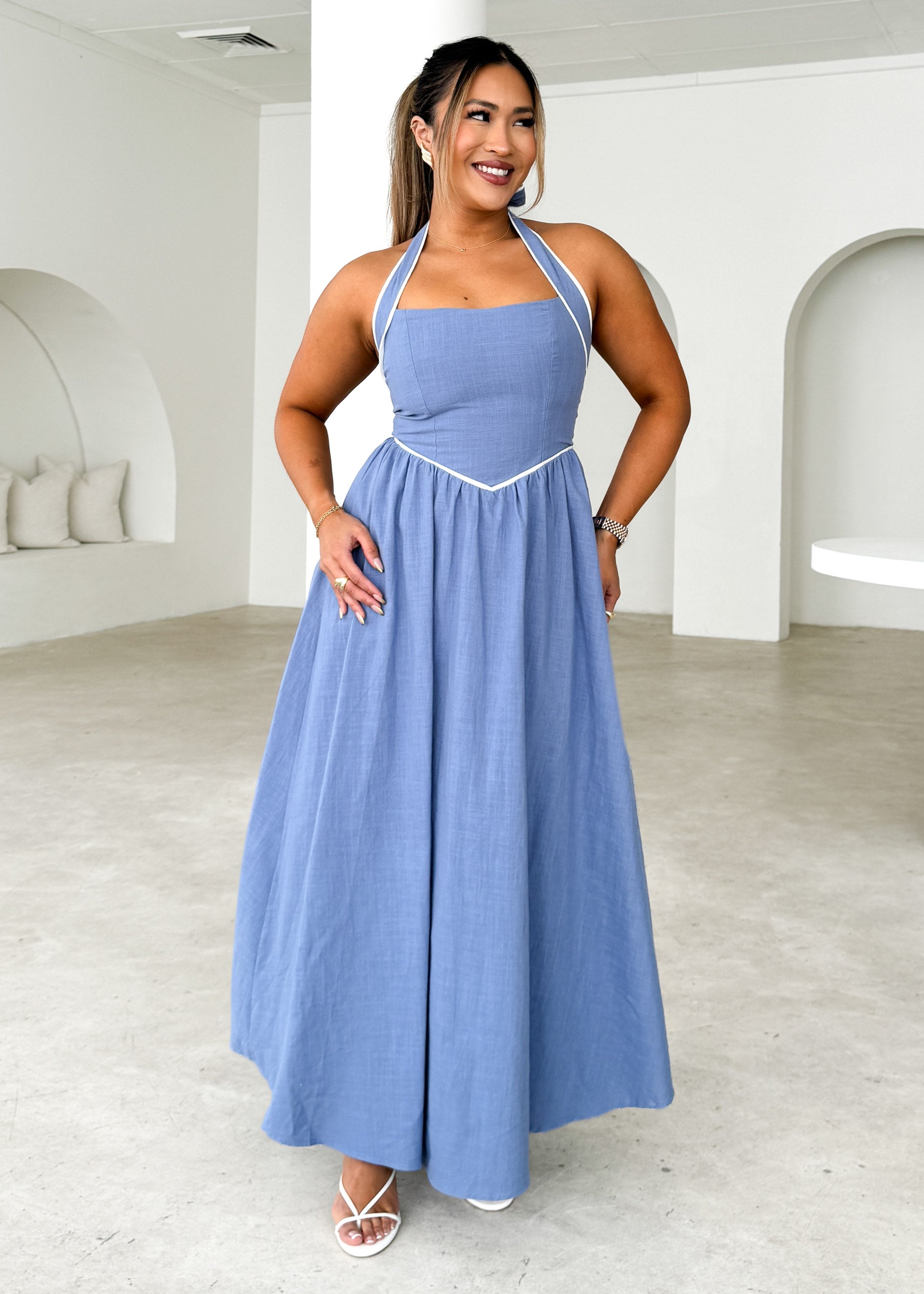 Denise Halter Maxi Dress - Blue