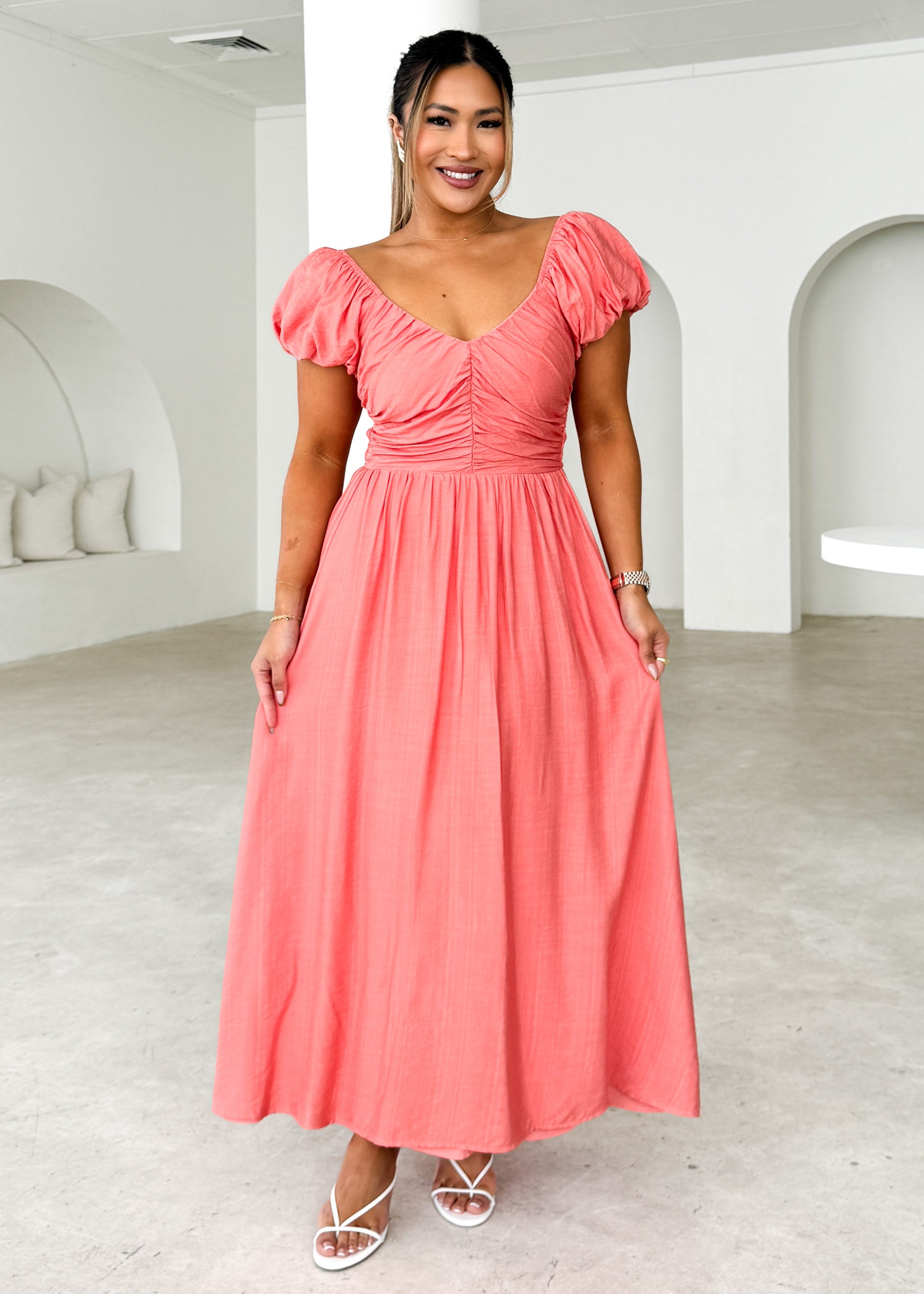 Juniper Maxi Dress - Coral