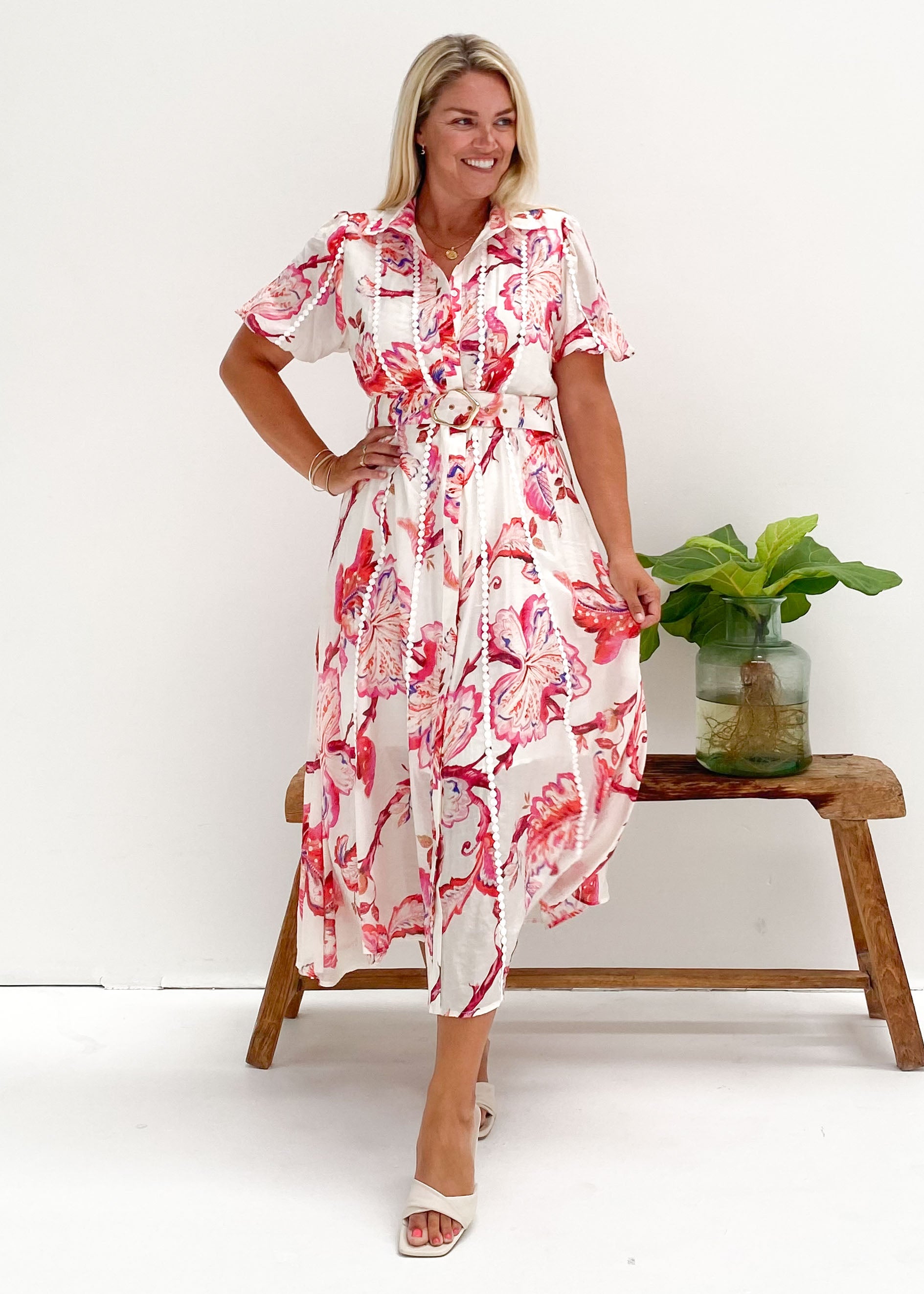 Mannia Maxi Dress - Red Floral