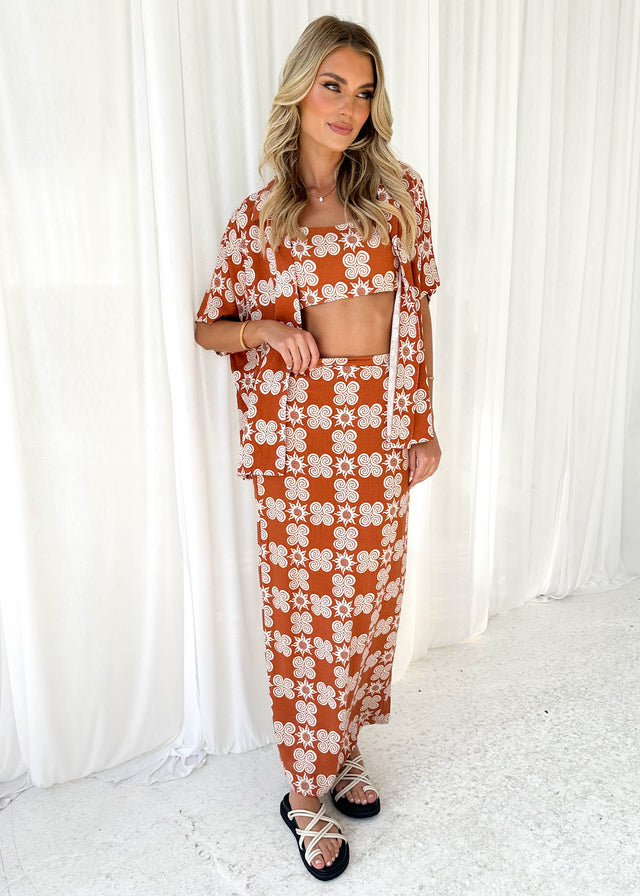 Trista Maxi Skirt - Burnt Orange Soleil