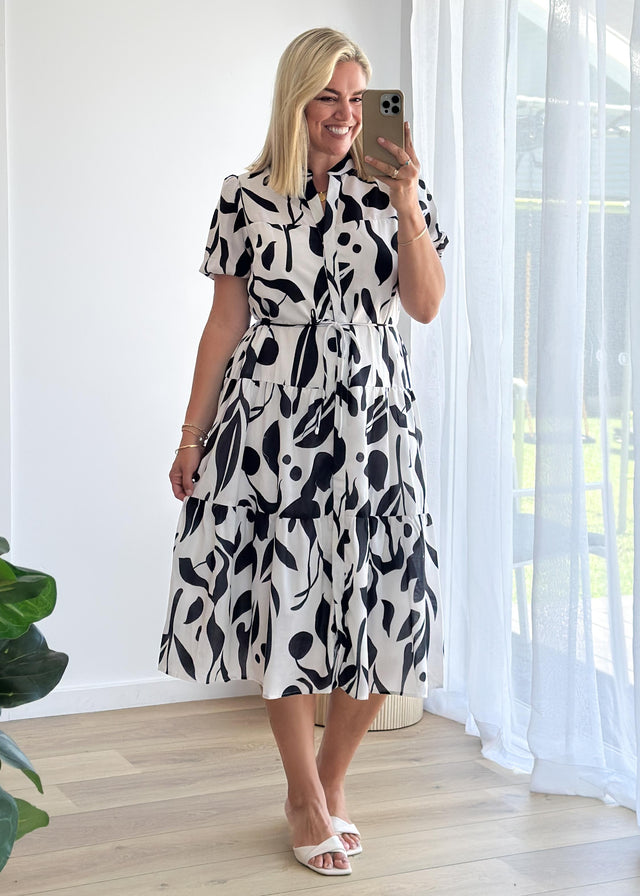 Sidney Maxi Dress - Black Abstract