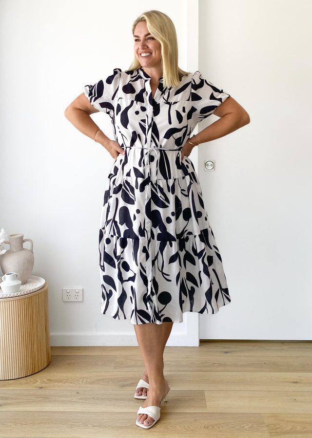 Sidney Maxi Dress - Black Abstract