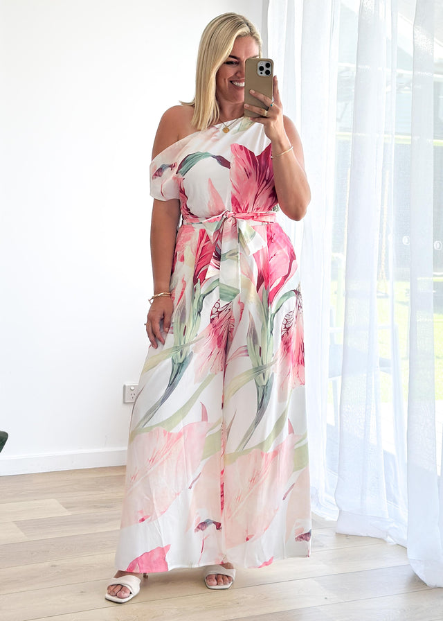 Ara Drop Shoulder Pantsuit - Pink Oasis