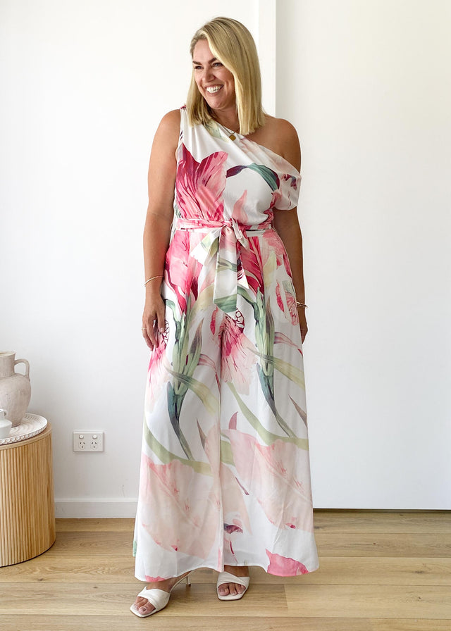 Ara Drop Shoulder Pantsuit - Pink Oasis