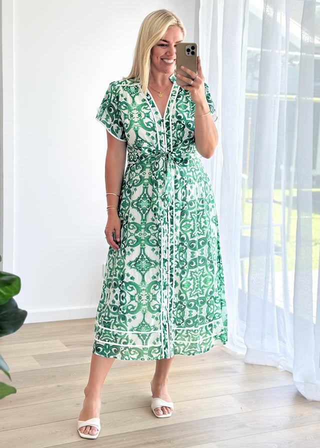 Avalon Maxi Dress - Emerald Geo