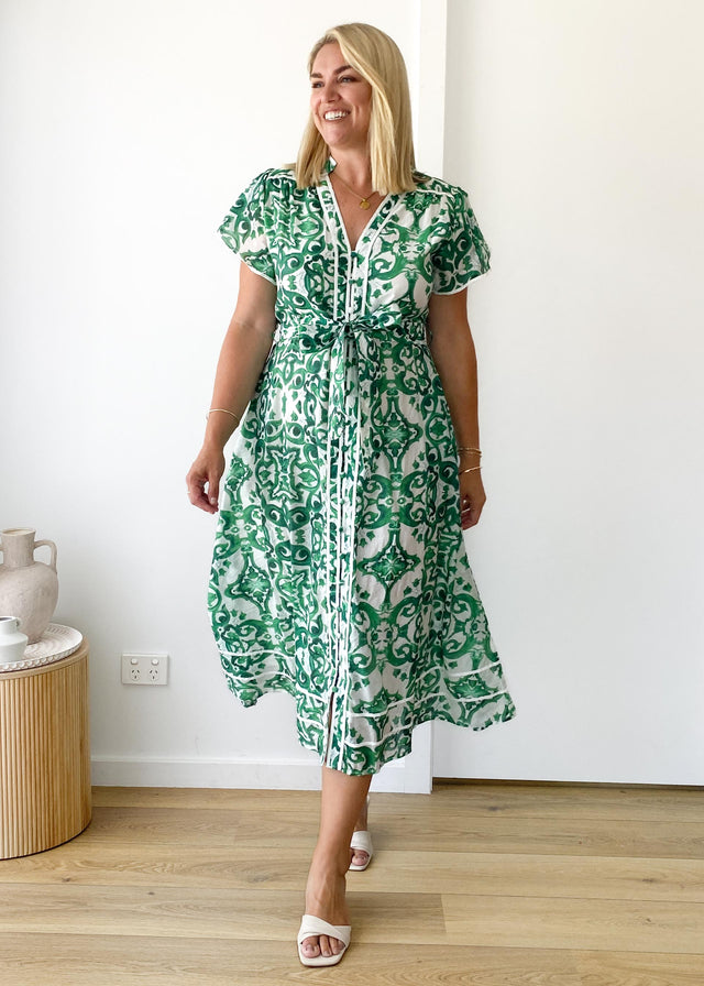 Avalon Maxi Dress - Emerald Geo