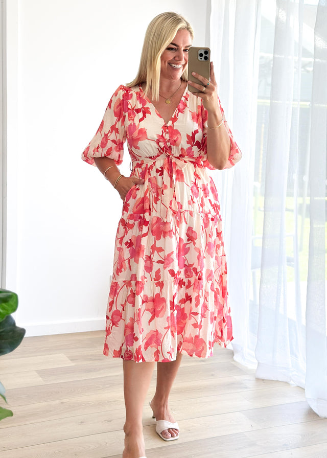 Susanne Midi Dress - Pink Floral