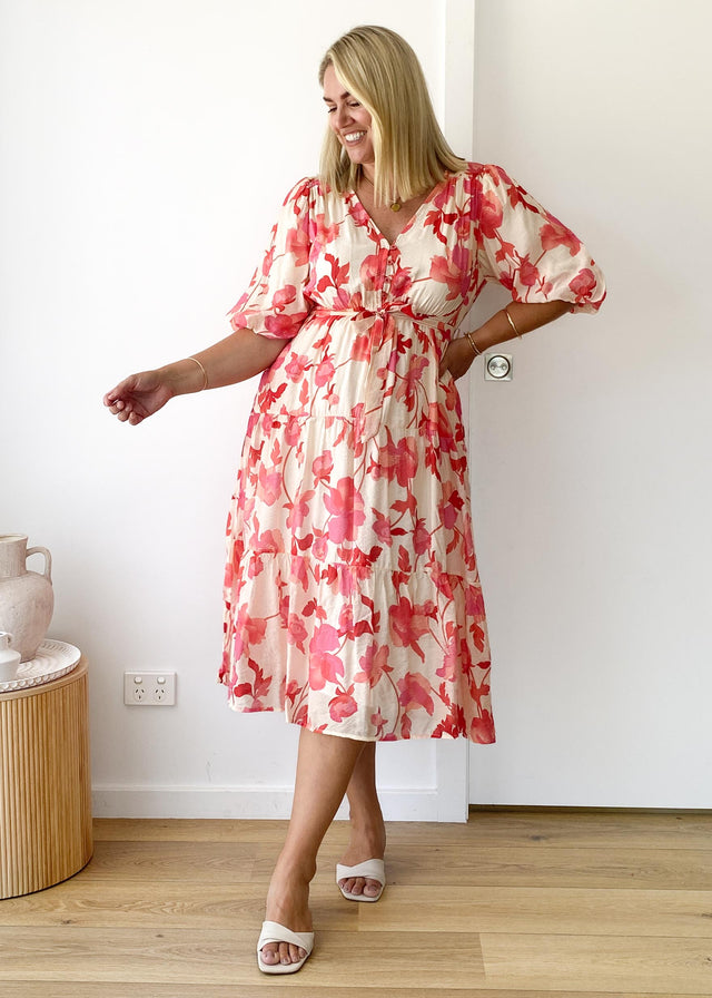 Susanne Midi Dress - Pink Floral