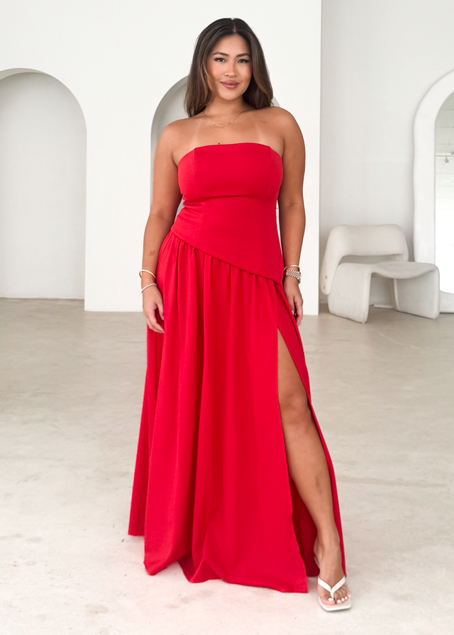 Noraah Strapless Maxi Dress - Red