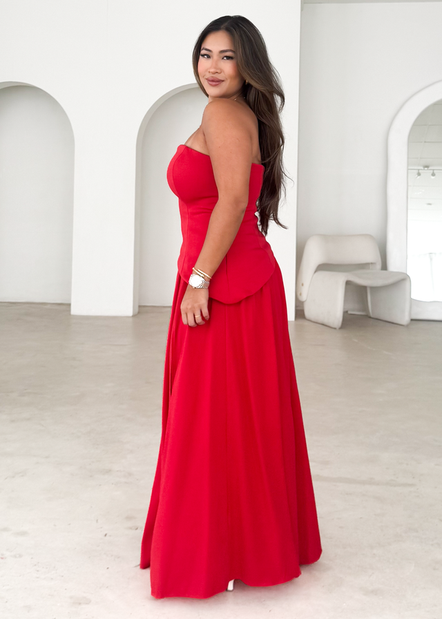 Noraah Strapless Maxi Dress - Red