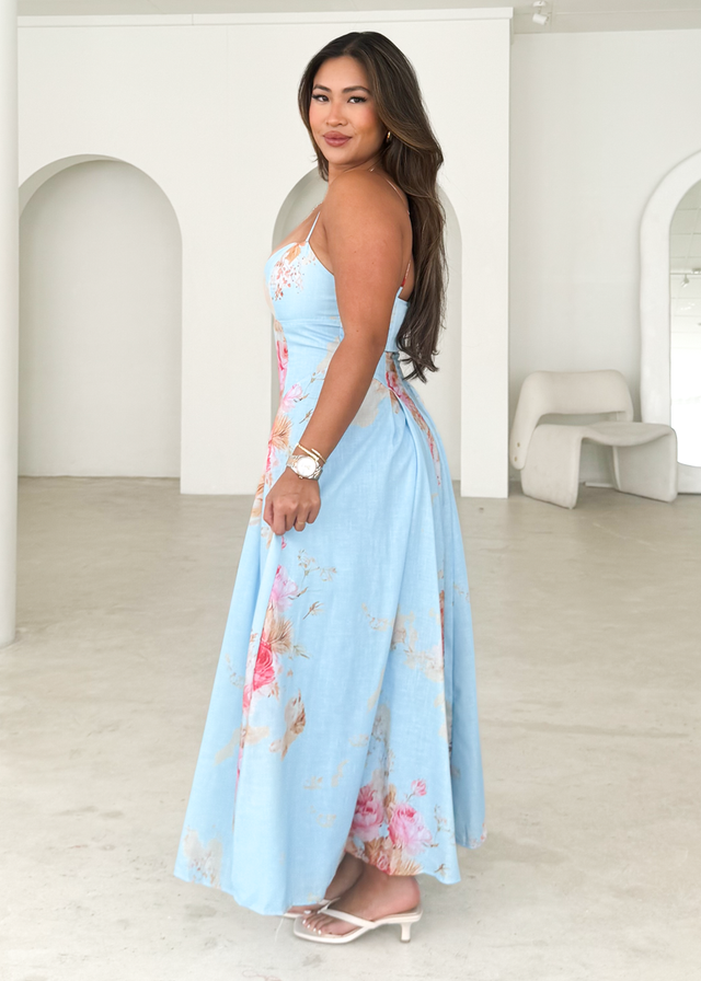 Selina Maxi Dress - Blue Bouquet Gingham & Heels Selina Maxi Dress - Blue Bouquet Gingham & Heels