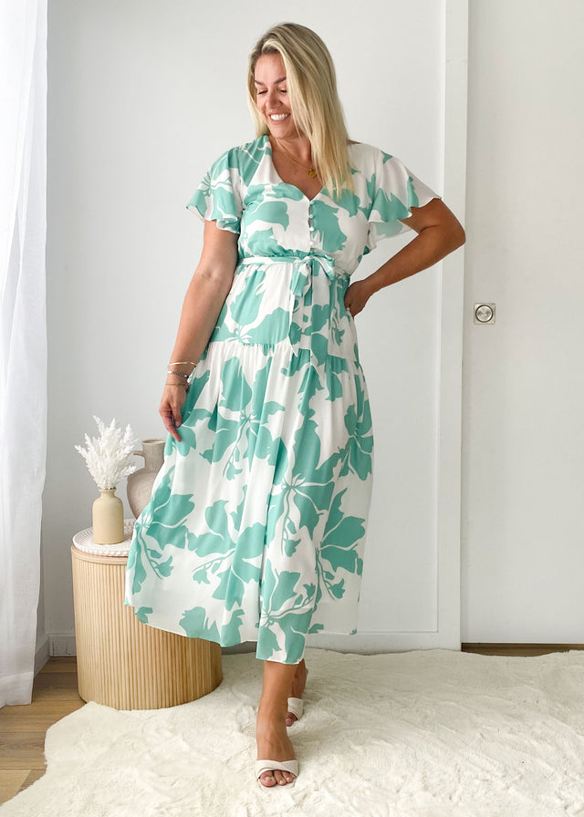 Vino Midi Dress - Green Floral