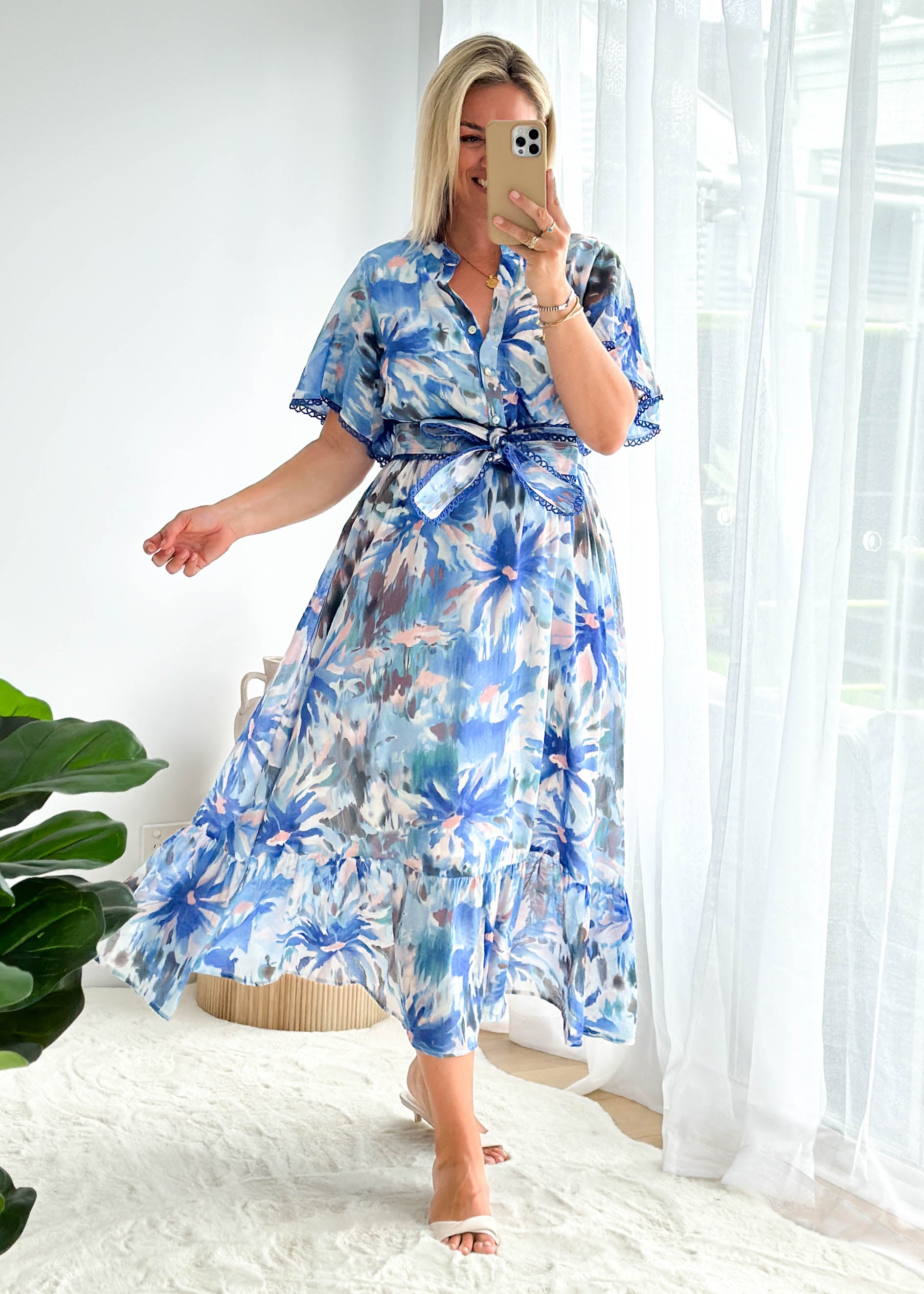 Janet Maxi Dress - Blue Floral