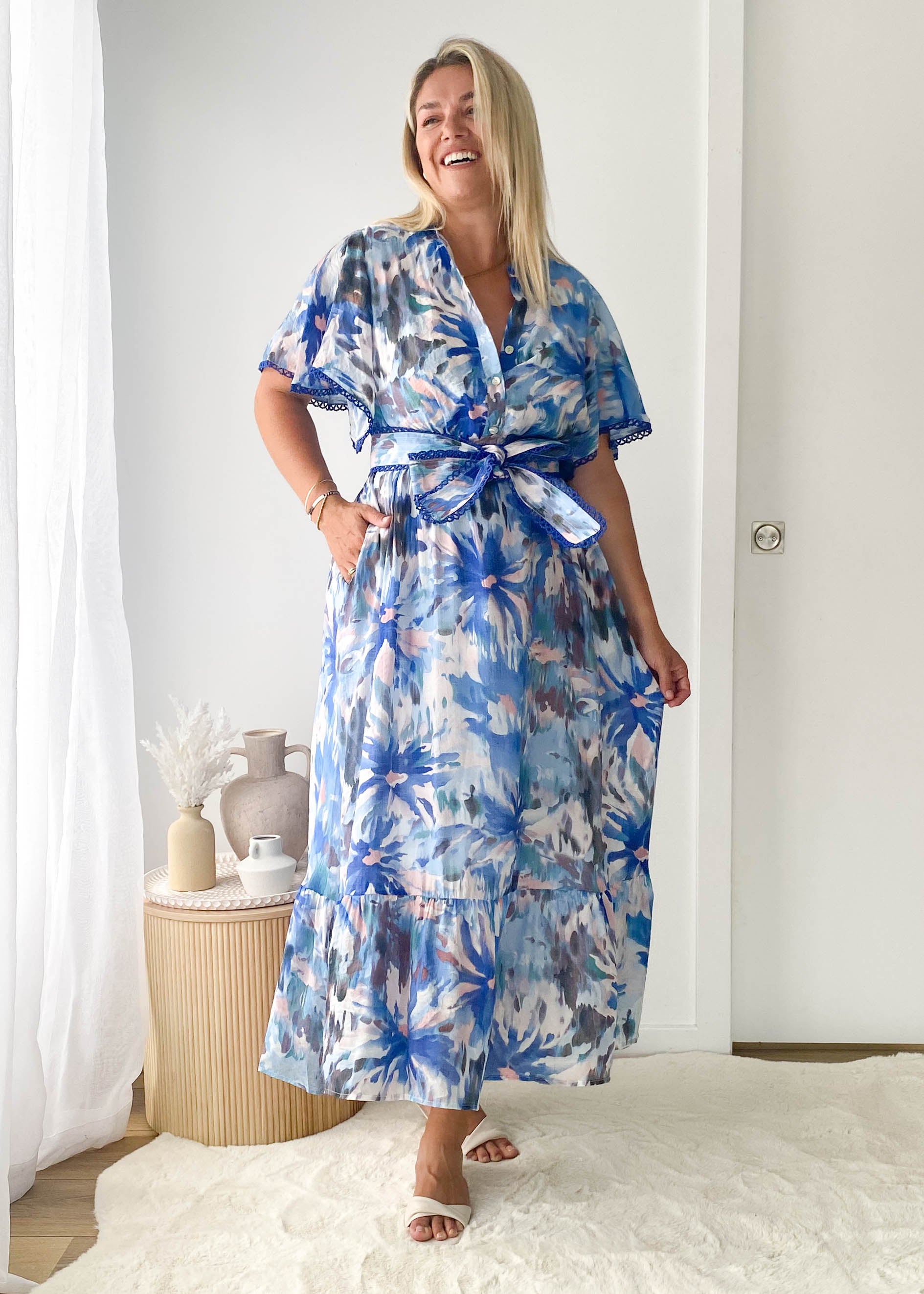 Janet Maxi Dress - Blue Floral