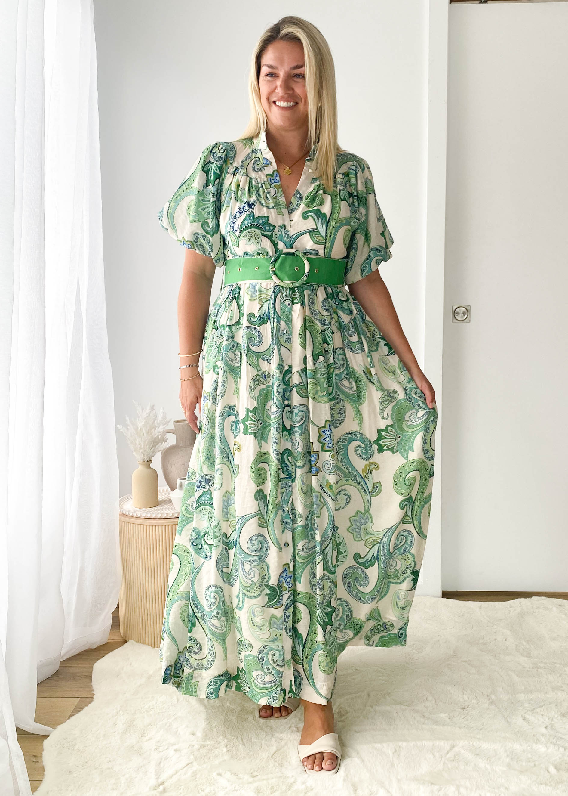 Ciroc Maxi Dress - Green Paisley