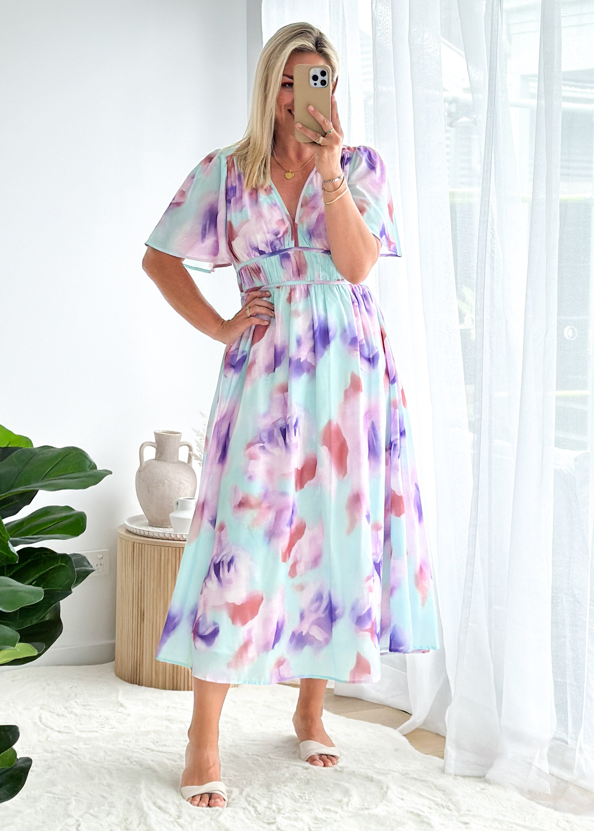 Yuliana Midi Dress - Lilac Floral