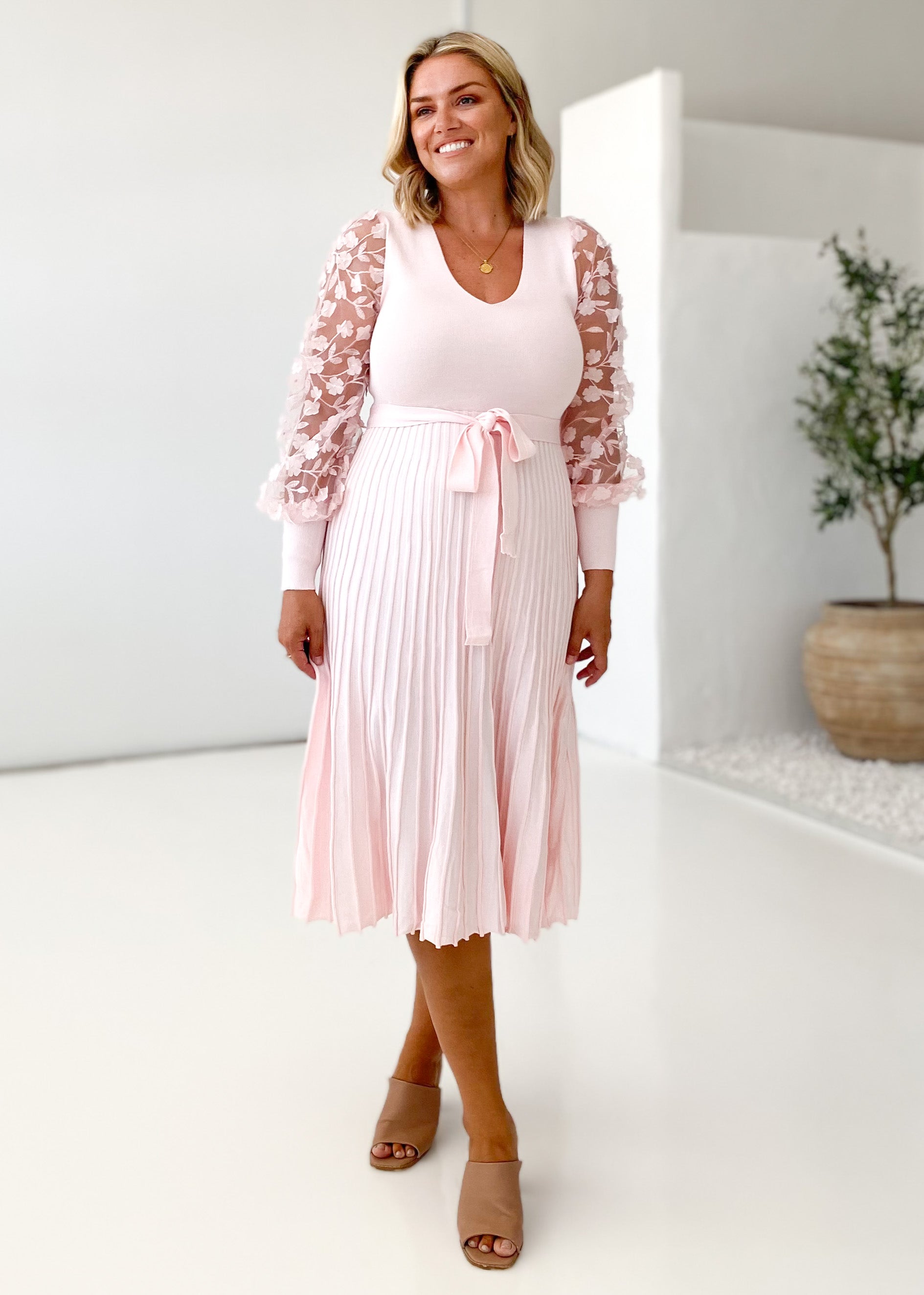 Prisley Knit Midi Dress - Blush