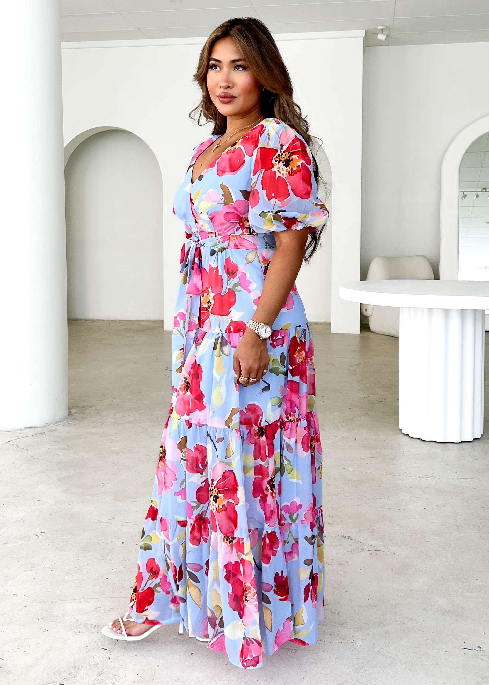 Casablanca Maxi Dress - Blue Floral