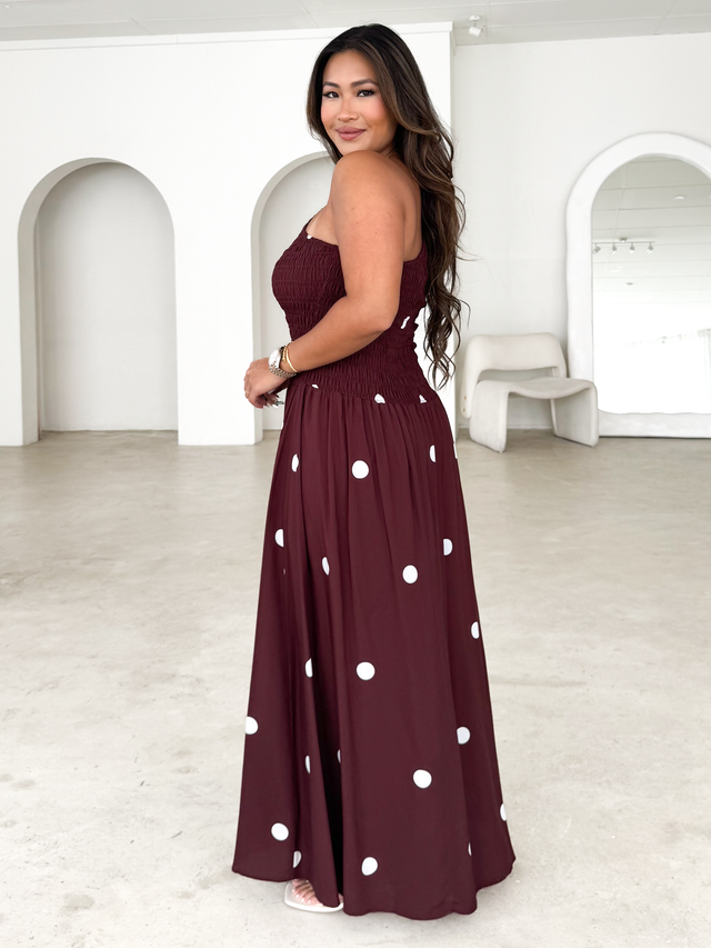 Leni One Shoulder Maxi Dress - Chocolate Spot
