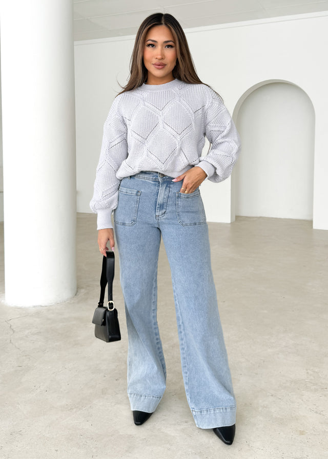 Zekroe Wide Leg Jeans - Light Blue