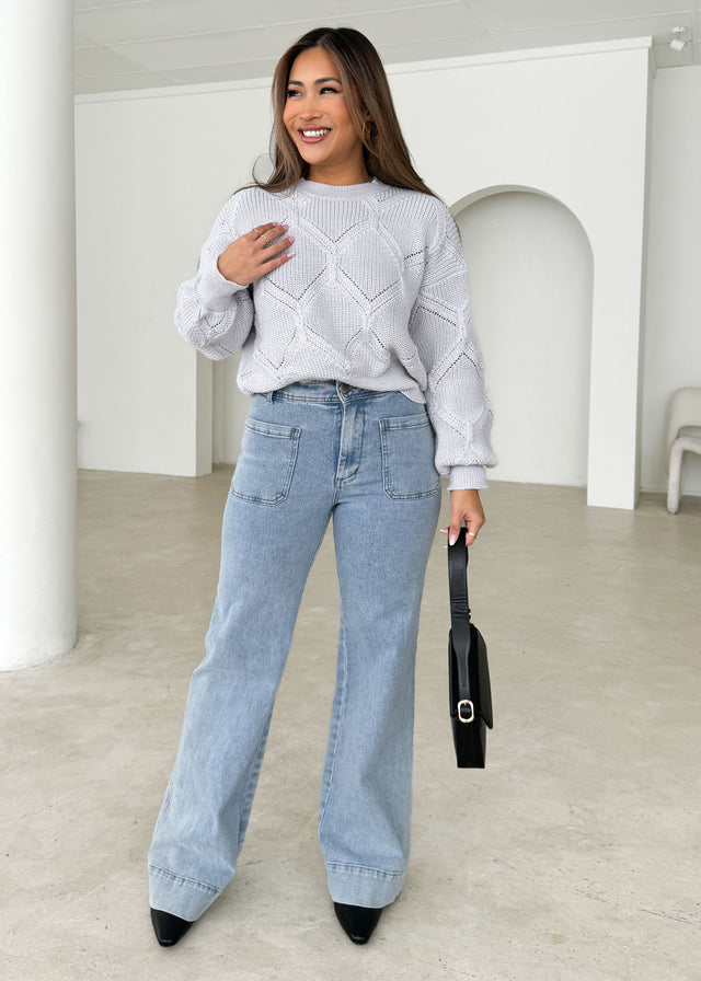 Zekroe Wide Leg Jeans - Light Blue