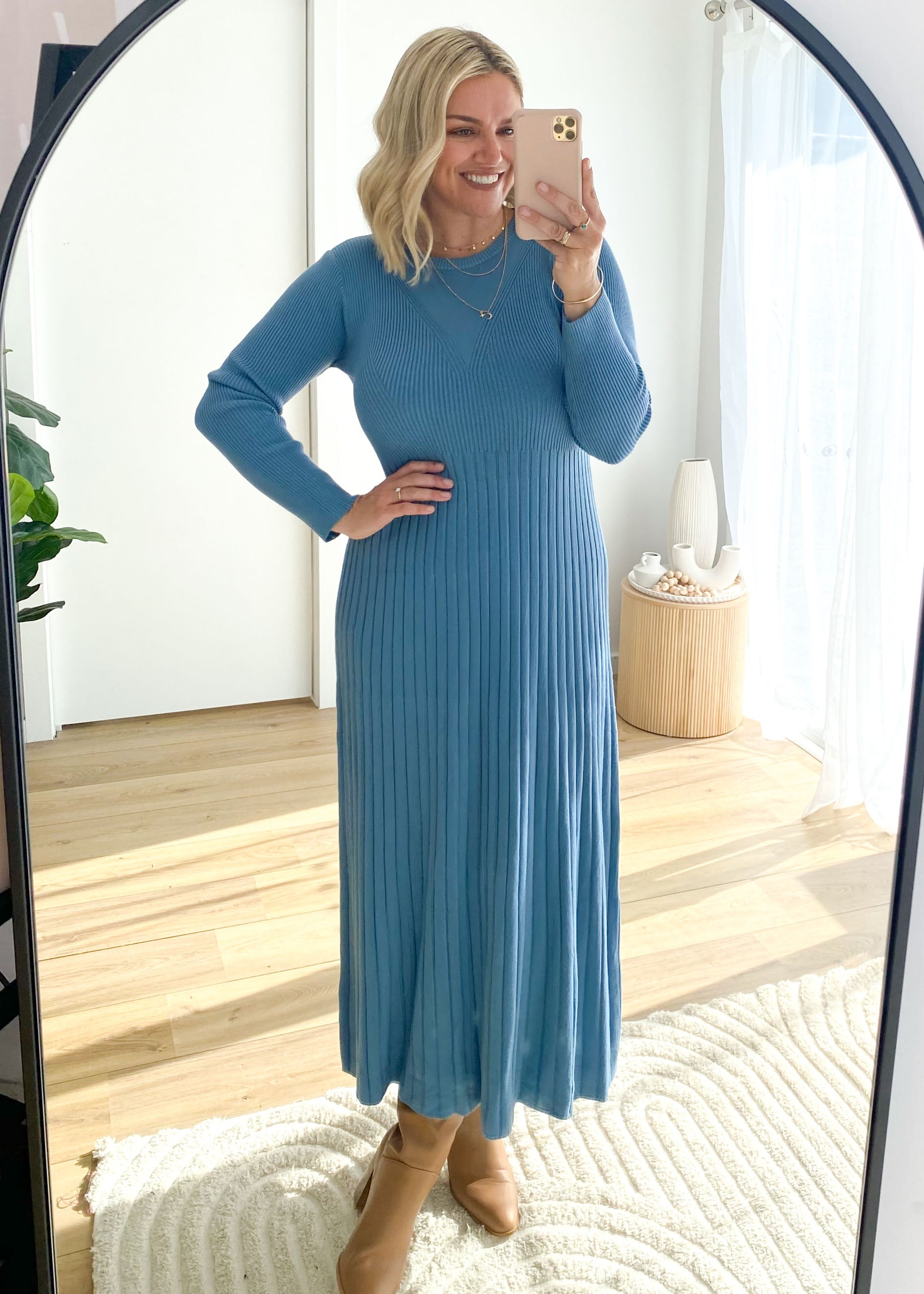 Robine Knit Midi Dress - Blue