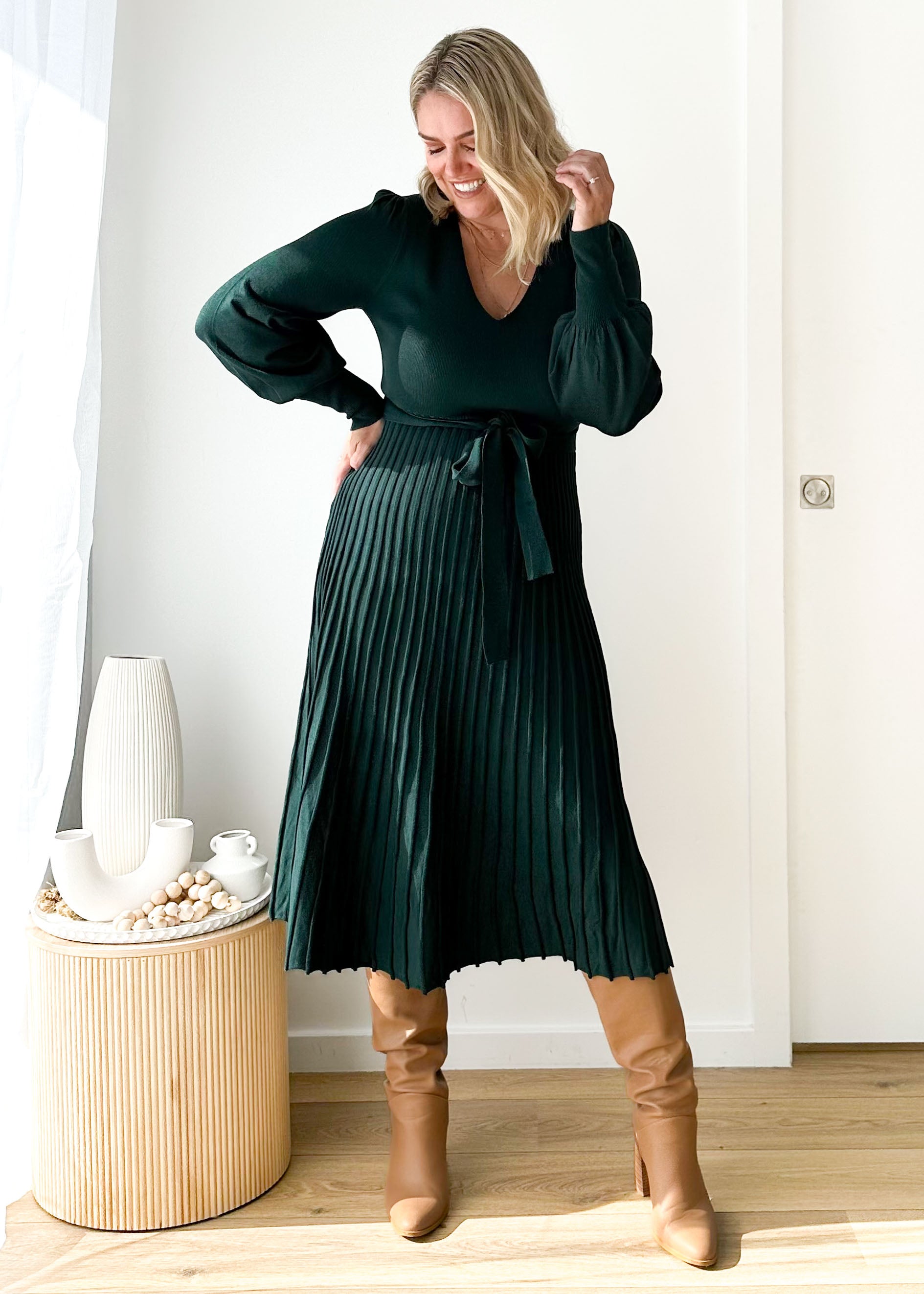 Lorrisa Knit Midi Dress - Emerald