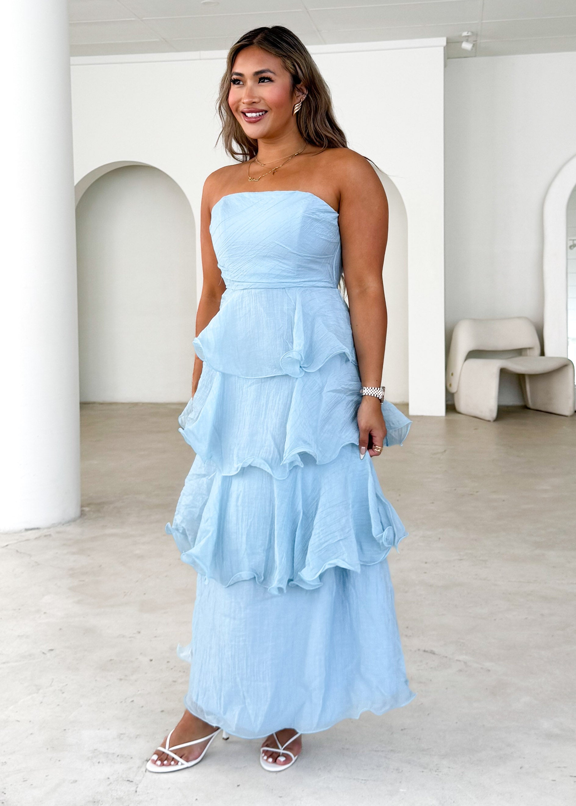 Neo Strapless Maxi Dress - Sky Blue