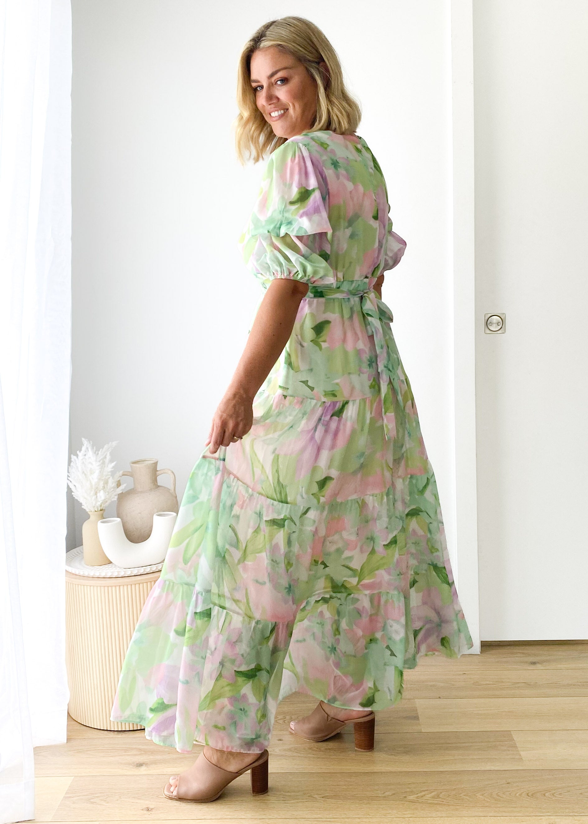 Armella Maxi Dress - Pastel Leaf