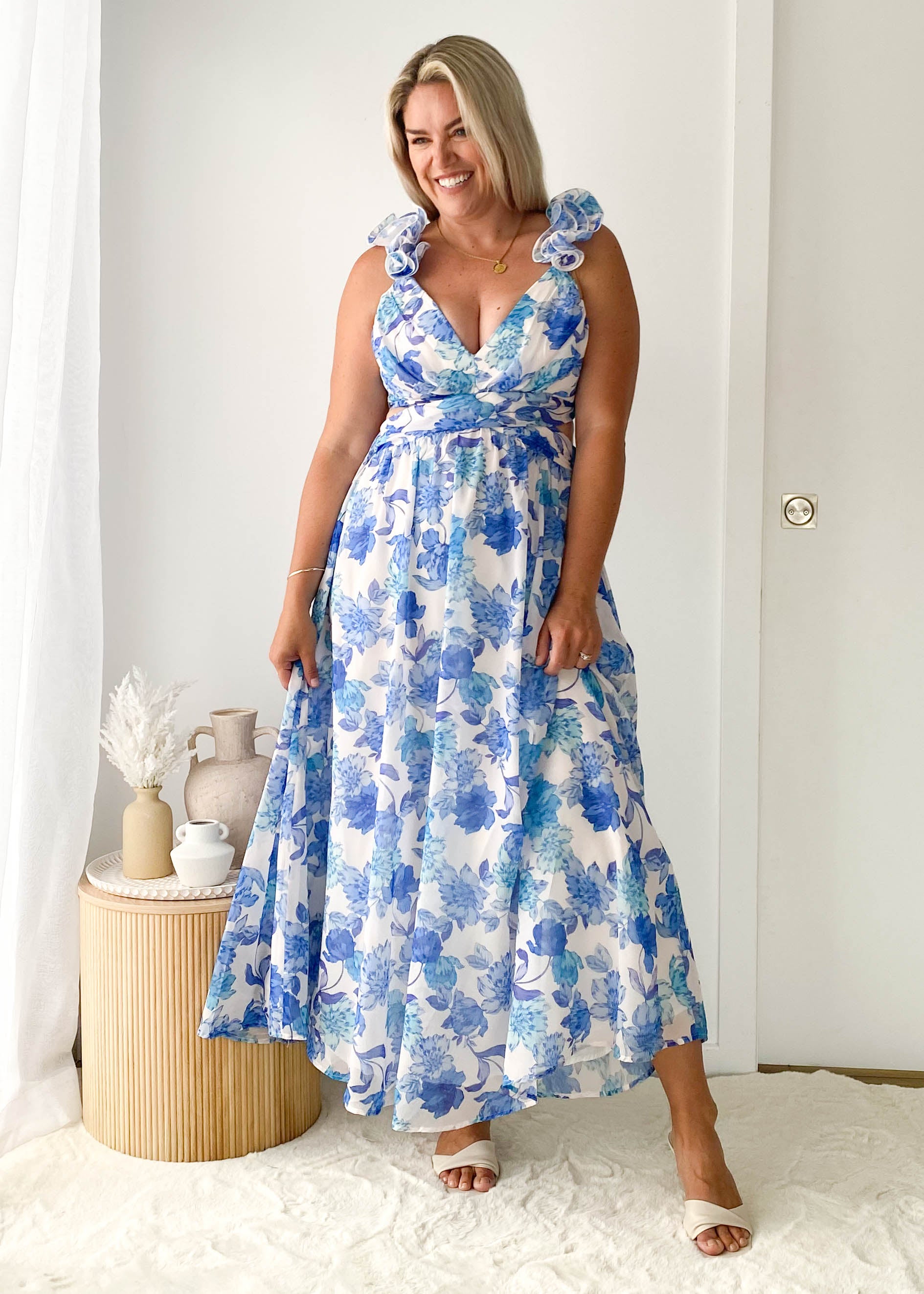 Elba Maxi Dress - Blue Floral