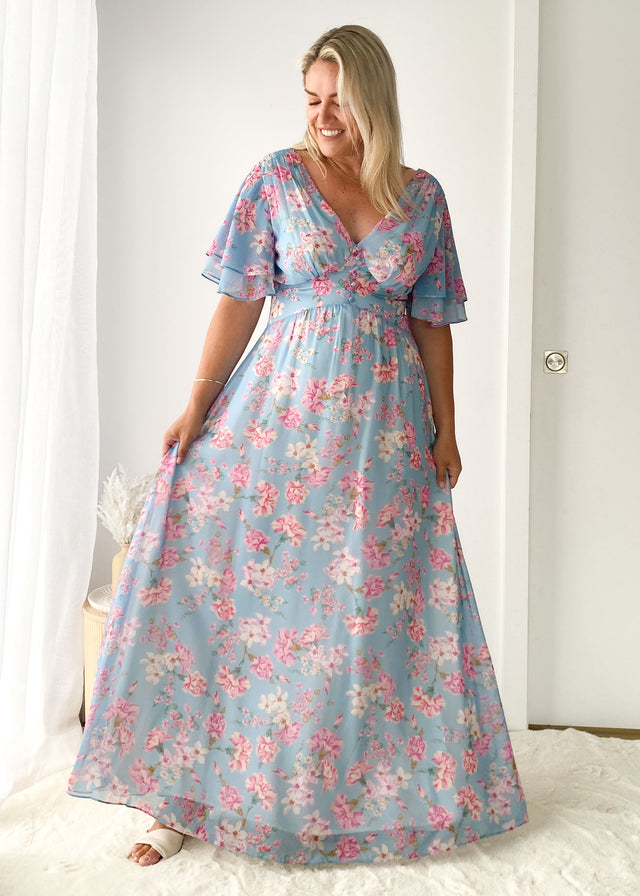 Delilah Maxi Dress - Blue Carnation