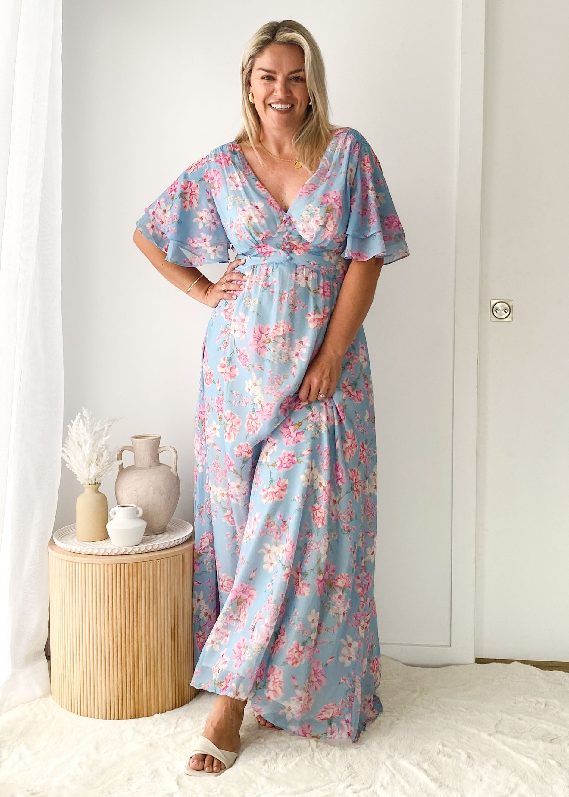 Delilah Maxi Dress - Blue Carnation