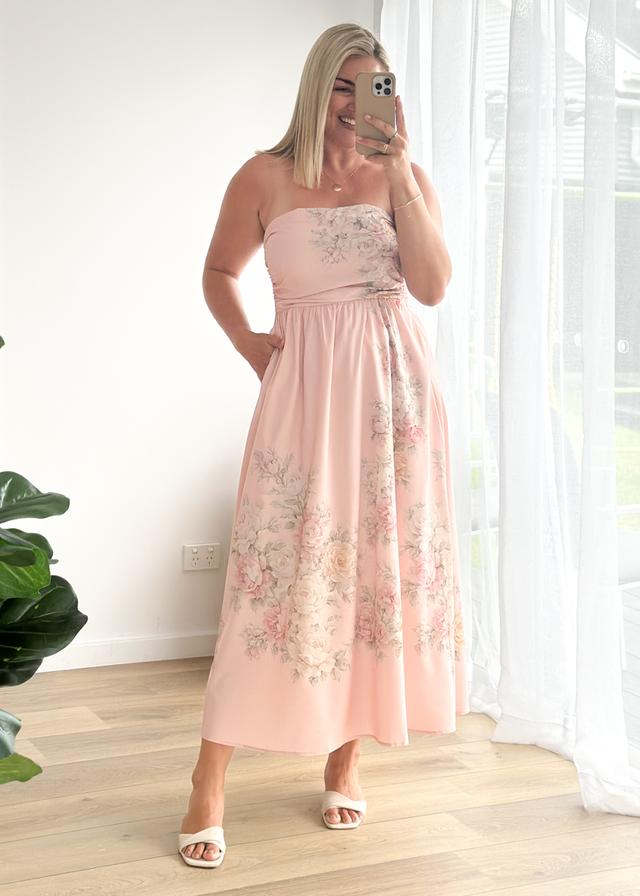Mauley Strapless Maxi Dress - Blush Bouquet