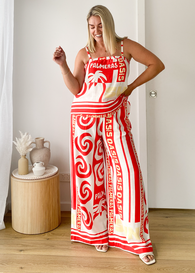 Patricia Wide Leg Pants - Palmeras
